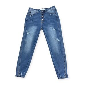 KanCan Jeans‎ Women's Size 13/30 Distressed Button Fly High Rise Skinny Ankle